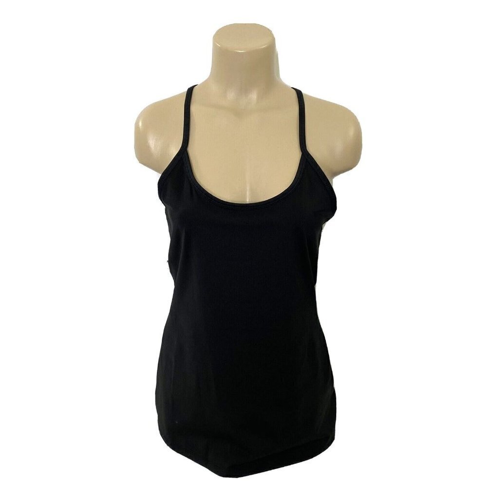 Halston Racer Back Tank Top Women's size Medium Black Adjustable Strap
